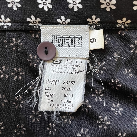 Vintage 90s Y2K Jacob Black White Floral Print High Waist Mini Skirt Medium - Picture 4 of 4